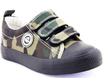 Trampki MORO tenisówki AMERICAN CLUB rzep khaki black biały spód r. 38c