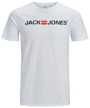 T-shirt męski JACK&JONES biały z logo slim-fit S