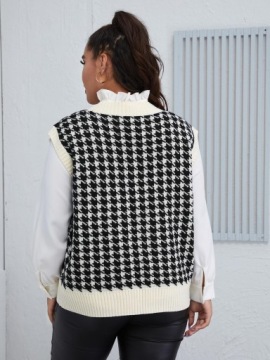 ТРИКОТАЖНЫЙ ЖИЛЕТ КРЕМОВЫЙ С УЗОРОМ «ГОРЧАЯ СТРЕЛКА» ЧЕРНЫЙ SHEIN 44