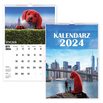 KALENDARZ ŚCIENNY NA ROK 2024 CLIFFORD PIES A4