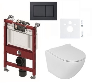 ZESTAW 6w1 TECE STELAŻ WC NISKI+PRZYCISK MAT+MISKA