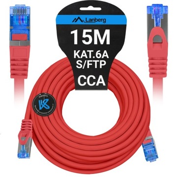 KABEL PRZEWÓD LAN SIECIOWY RJ45 CCA ETHERNET KAT.6A CAT S/FTP 15M LANBERG