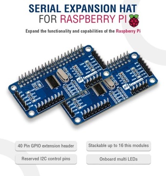 Шилд последовательного расширения HAT I2C UART Raspberry Pi
