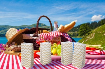 Бумажный ПОДАРОЧНЫЙ ПАКЕТ 80х65х190мм БЕЛЫЙ с КОРИЧНЕВЫМИ ЗИГЗАГАМИ 100 шт.