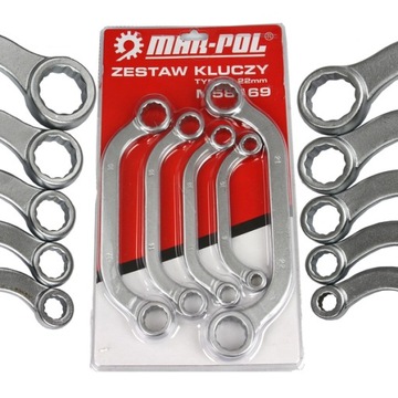 KLUCZE OCZKOWE 5 SZT KOMPLET 8-22MM ZESTAW Mocne warsztatowe