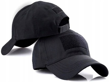 MILITARNA CZARNA CZAPKA Z DASZKIEM PANEL VELCRO