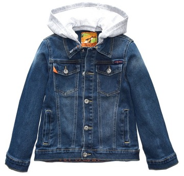 ДЖИНСОВАЯ КУРТКА ДЛЯ МАЛЬЧИКОВ, КАТАНА, ДЖИНСЫ С КАПЮШОНОМ, размер 152 см