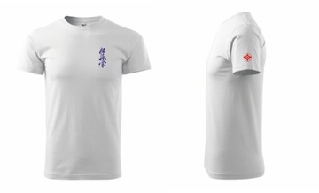 T-shirt biały kyokushin karate haft kanji kanku