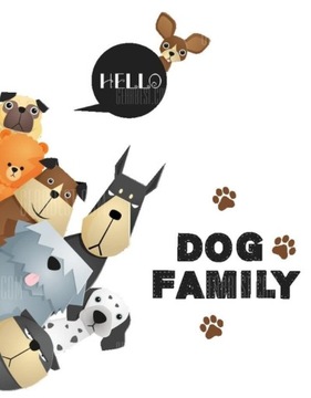 Naklejki na ścianę szafkę DOG FAMILY PIESKI Friend