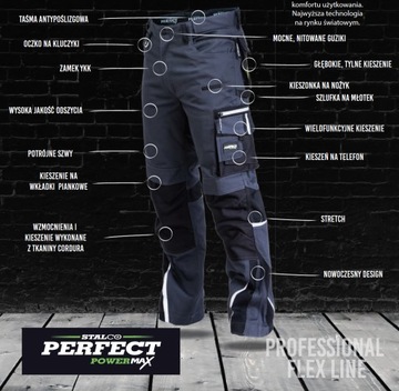 STALCO SPODNIE ROBOCZE NA SZELKACH L (54) S-79056 POWERMAX