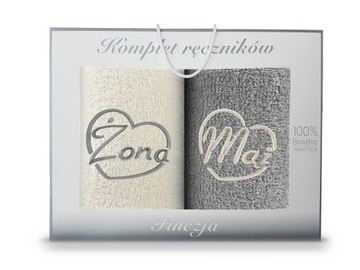 Komplet ręczników 2x 70x140 ŻONA MĄŻ PREZENT HAFT