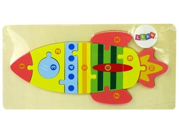 DREWNIANE PUZZLE RAKIETA NAUKA LICZB CYFR