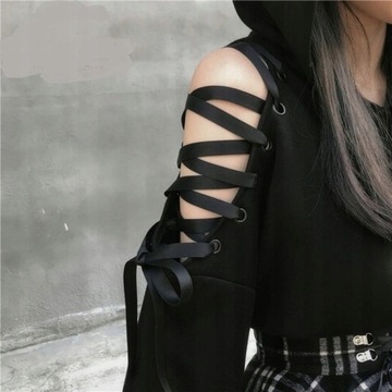 Bluza Damska Crop Top Harajuku Goth. S