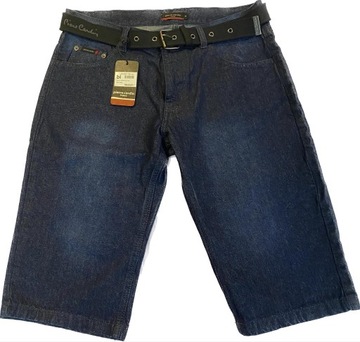 spodnie krotkie spodenki pierre cardin jeans z paskiem wyprzedaz S T11