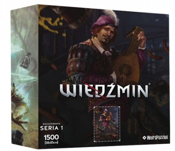 NOWE Puzzle 1500 Bohaterowie Wiedźmina JASKIER + PLAKAT (seria I) UNIKAT PL