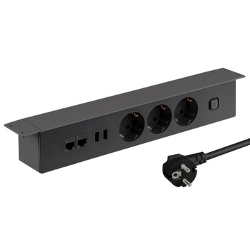 Listwa Zasilająca Podblatowa Spacetronik SPS-U38B_V2 3xSchuko 2xUSB 3.1A