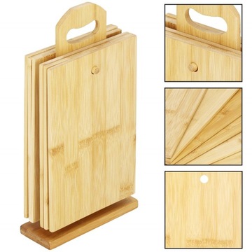 НАБОР РАЗДЕЛОЧНЫХ ДОСОК БАМБУК НАБОР ДОСОК 6 шт. ПОДСТАВКА БАМБУК