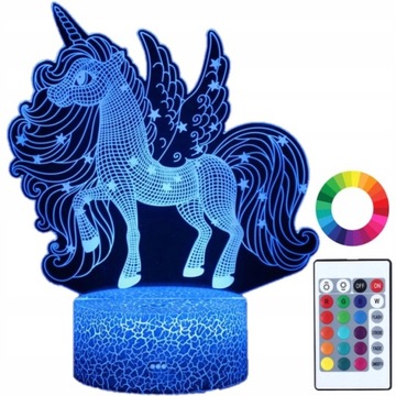Lampka Nocna z Imieniem 3D LED Grawer Jednorożec
