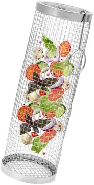 KOSZYK DO GRILLOWANIA WARZYW ROLKA NA GRILL OBROTOWA SIATKA RUSZT 30 cm
