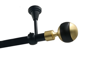 Karnisz pojedynczy METAL SUFITOWY 19mm CZARNY MAT 180cm KULA DUŻA BEZ KÓŁEK