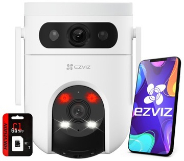 Kamera WiFi obrotowa 2K H9C EZVIZ 2w1 Dual Lens + Karta microSD 64Gb
