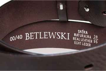 Ремень Betlewski коричневый классический мужской кожаный, широкий, подарок+сертификат