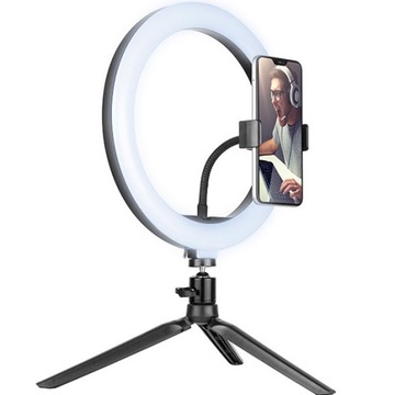 Uchwyt Statyw Wieszak na Smartfon Telefon Lampa LED Doświetla Filmy Zdjęcia