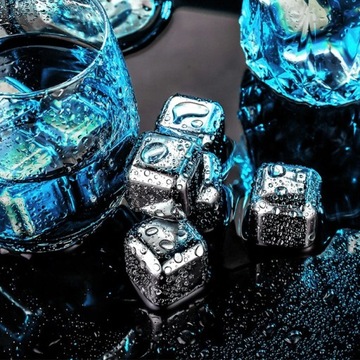 МЕТАЛЛИЧЕСКИЙ КУБИК ЛЬДА ДЛЯ НАПИТКОВ + ЩИПЦЫ + ФОРМАТ