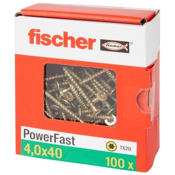 Wkręty do drewna Fischer Torx 4,0 x 40 mm 100 szt. TX20 STOŻKOWE