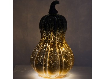 СТЕКЛЯННОЕ светодиодное украшение 23 x 13,5 см - Тыква высокая
