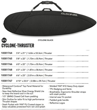 Pokrowiec Dakine Cyclone Thruster 6'3'' Black Cordura NOWY