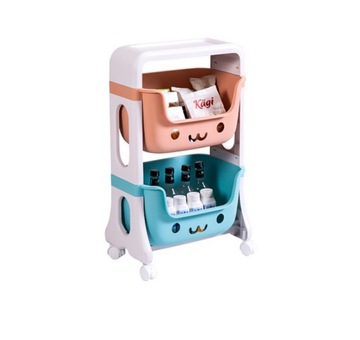 КНИЖНЫЙ ШКАФ ПОЛКИ ДЛЯ ИГРУШЕК ПОДСТАВКА 4 КОНТЕЙНЕРА НА КОЛЕСАХ