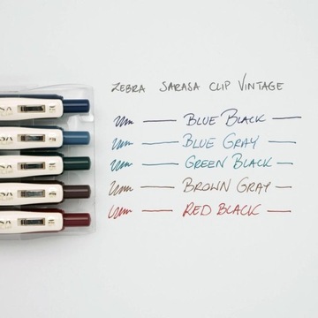 ШАРИКОВАЯ РУЧКА ZEBRA SARASA CLIP ВИНТАЖНАЯ 5 ШТ.