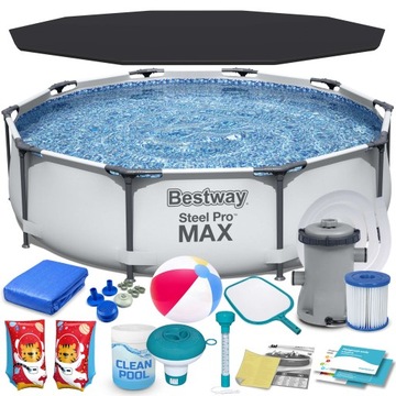 BASEN OGRODOWY STELAŻOWY Z POMPĄ 305 x 76 cm MEGA ZESTAW 17W1 BESTWAY 56408
