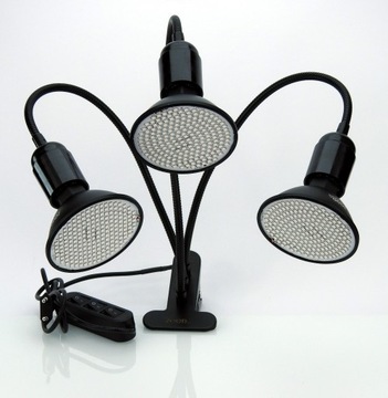 ZESTAW ŻARÓWKA 3X 20W LED GROW KOLOR CZARNA STATYW