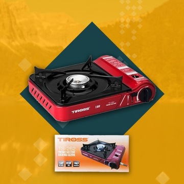 ПОЛЕВАЯ ПОРТАТИВНАЯ ГАЗОВАЯ ТУРИСТИЧЕСКАЯ ПЛИТА TIROSS TS-262 4x КАРТРИДЖ