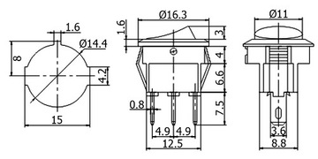 SMRS102 КРУГЛЫЙ ВЫКЛЮЧАТЕЛЬ, КРАСНЫЙ