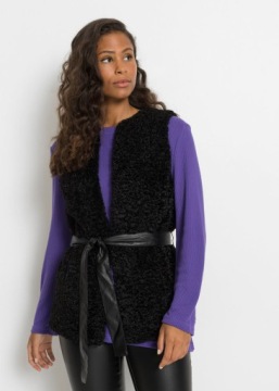 ЖИЛЕТ ЖЕНСКИЙ ПЛЮШЕВЫЙ BONPRIX, ЧЕРНЫЙ, размер 50 Y454123