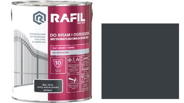 RAFIL DO BRAM I OGRODZEŃ RAL7016 SZARY ANTRACYT PÓŁMAT 3L FARBA DO METALU