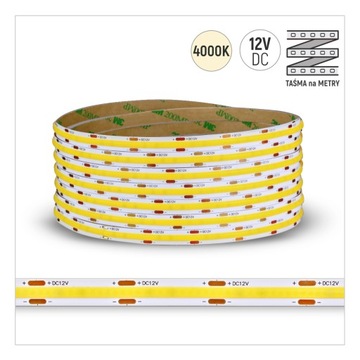 COB STRIP 320LED/M IP20 4000K 8 Вт/м 12 В постоянного тока НЕЙТРАЛЬНЫЙ БЕЛЫЙ CRI 90 / 1 МЕТР