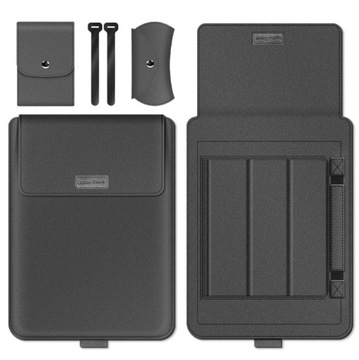 Etui pokrowiec na laptopa z funkcją podstawki 15'' SZARY
