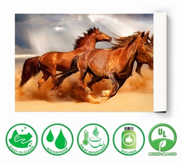 Коврик защитный на письменный стол 120х60 Лошади скачут