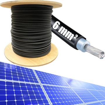 Przewód Kabel Solarny Fotowoltaiczny 6mm Czarny 1m