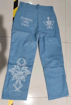 2024 Street Harajuku Death Skull Embroidered Jeans