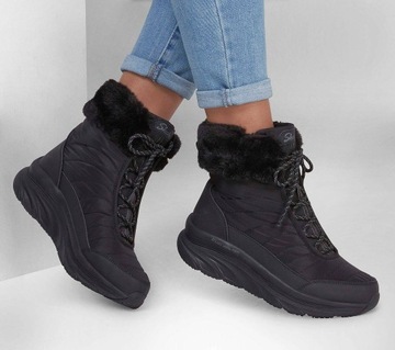 Buty Skechers D'LUX WALKER WINTER SOLSTICE ŚNIEGOWCE BOTKI CIEPŁE WYGODNE