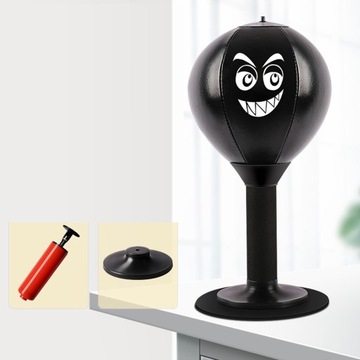 Настольная боксерская груша с присоской и клапаном давления Прочное средство для снятия стресса, черный