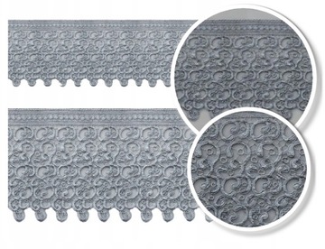 GIPIURA KORONKA FIRANKA TAŚMA 26-30 CM BIAŁA+SZARA