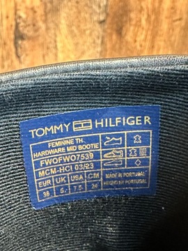 Botki damskie skórzane czarne Tommy Hilfiger 38