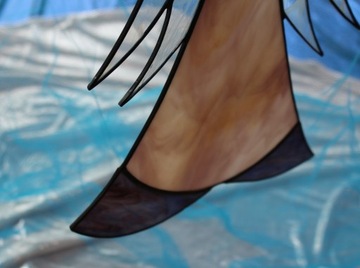 Anioł witrażowy Tiffany pro, duży, liliowy