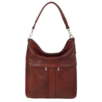 BRĄZOWA SKÓRZANA TORBA SKÓRA TOREBKA SHOPPER WOREK